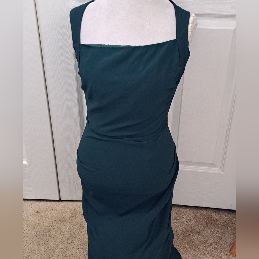 Atelier Nicole Miller Emerald Green Ruched Dress Size 2